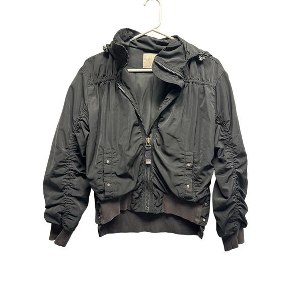 Athleta Black Ruched Crop Rain Jacket/ Windbreaker XS Oversized - Picture 1 of 13